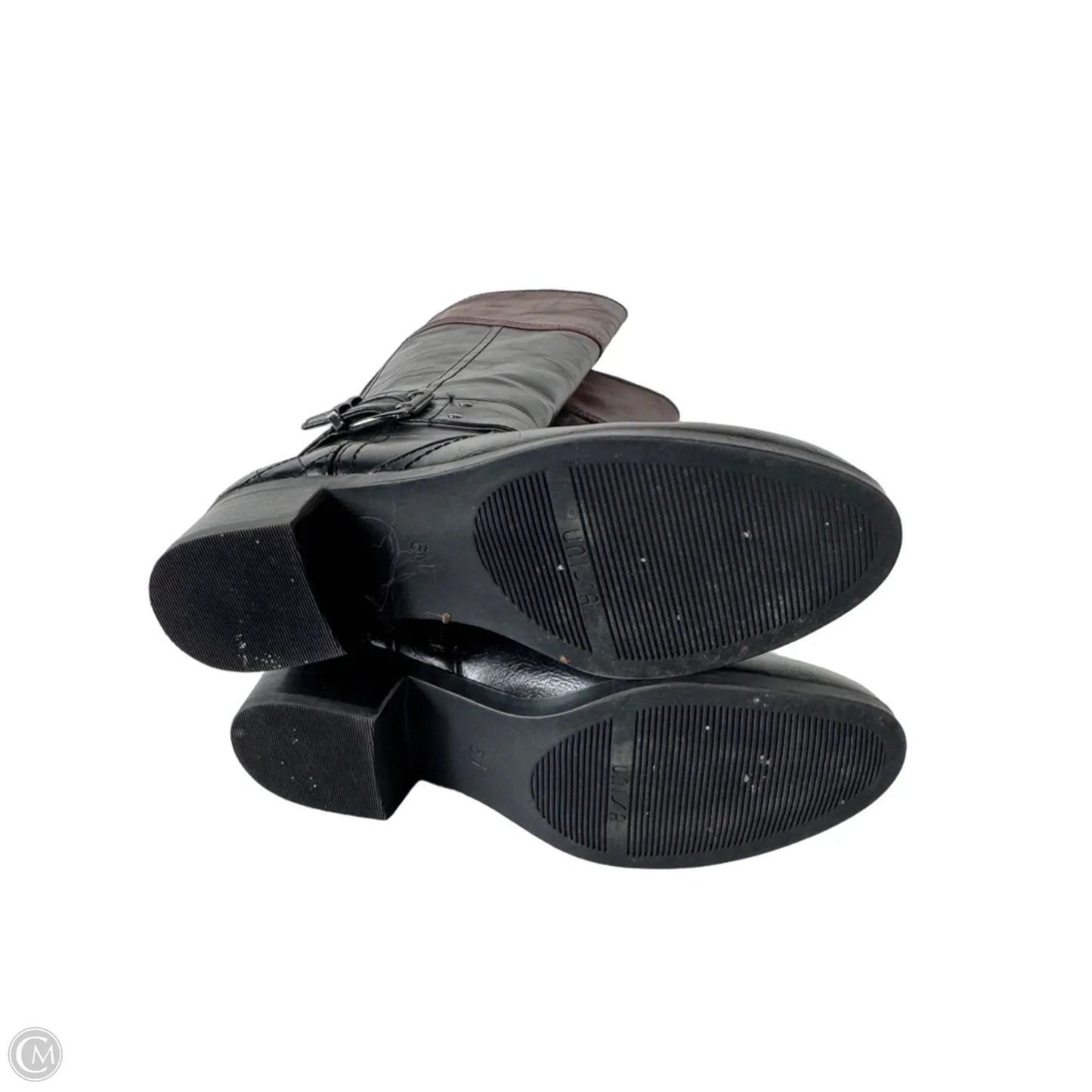 Boots Knee Flats By Unisa In Black & Brown, Size: 6