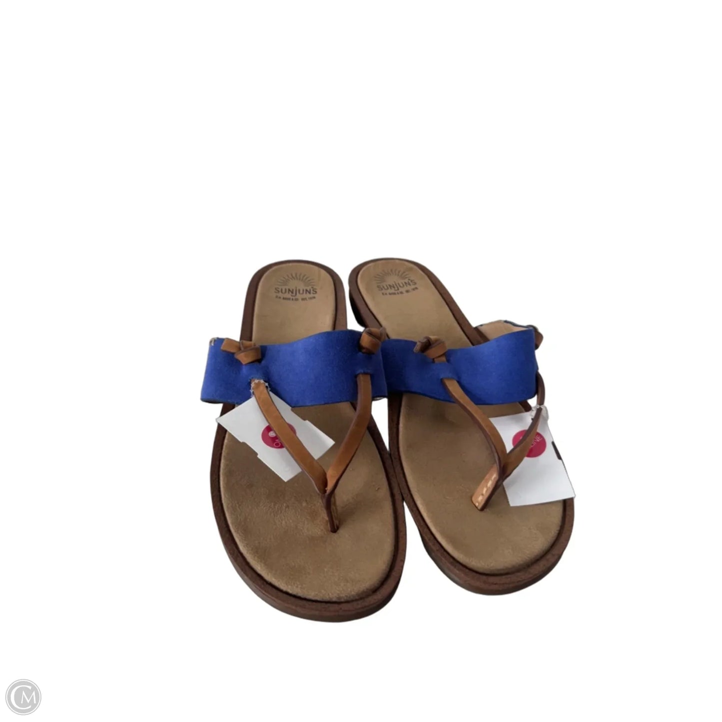 Sandals Flats By Clothes Mentor In Blue & Brown, Size: 9