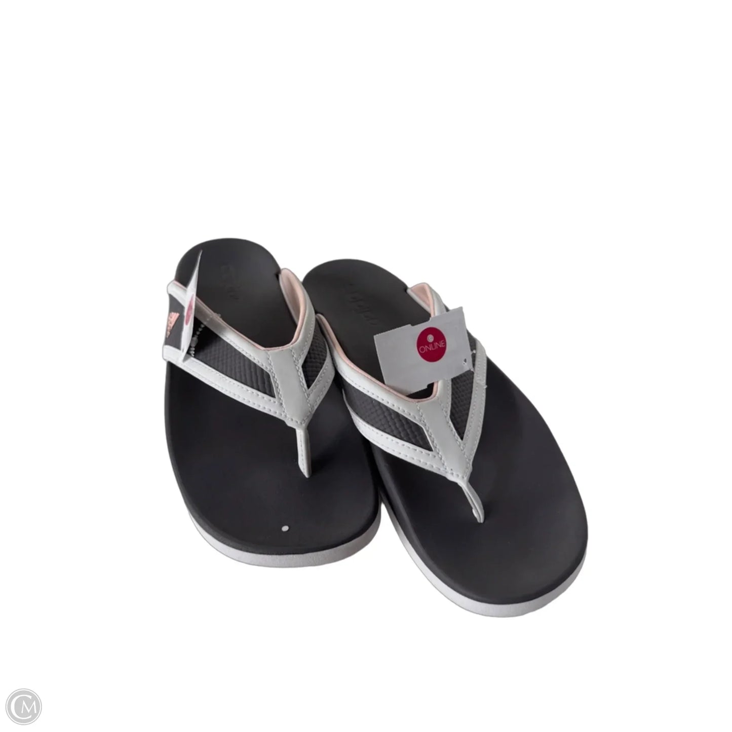 Sandals Flip Flops By Adidas In Grey & White, Size: 9