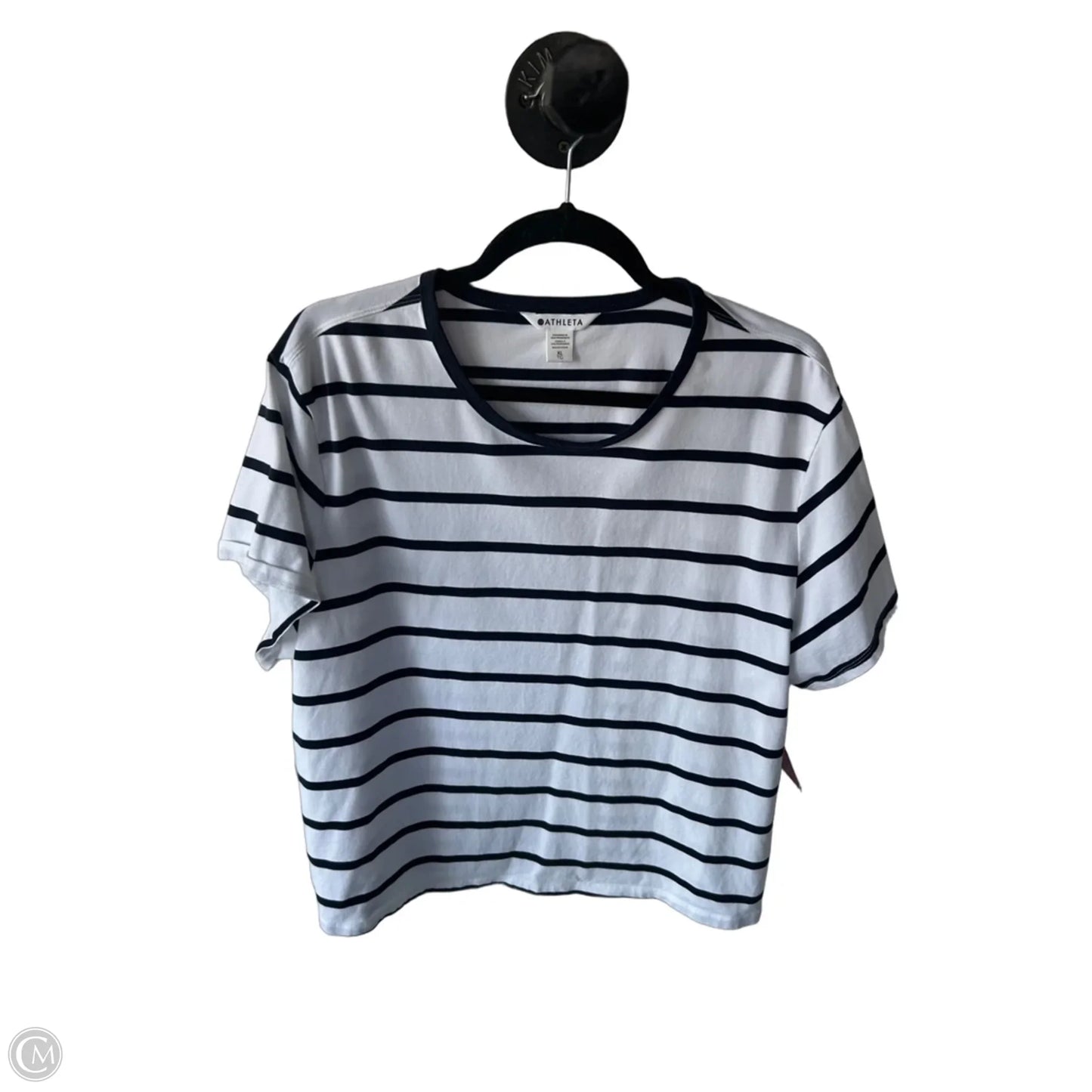 Athletic Top Short Sleeve By Athleta In Blue & White, Size: Xl
