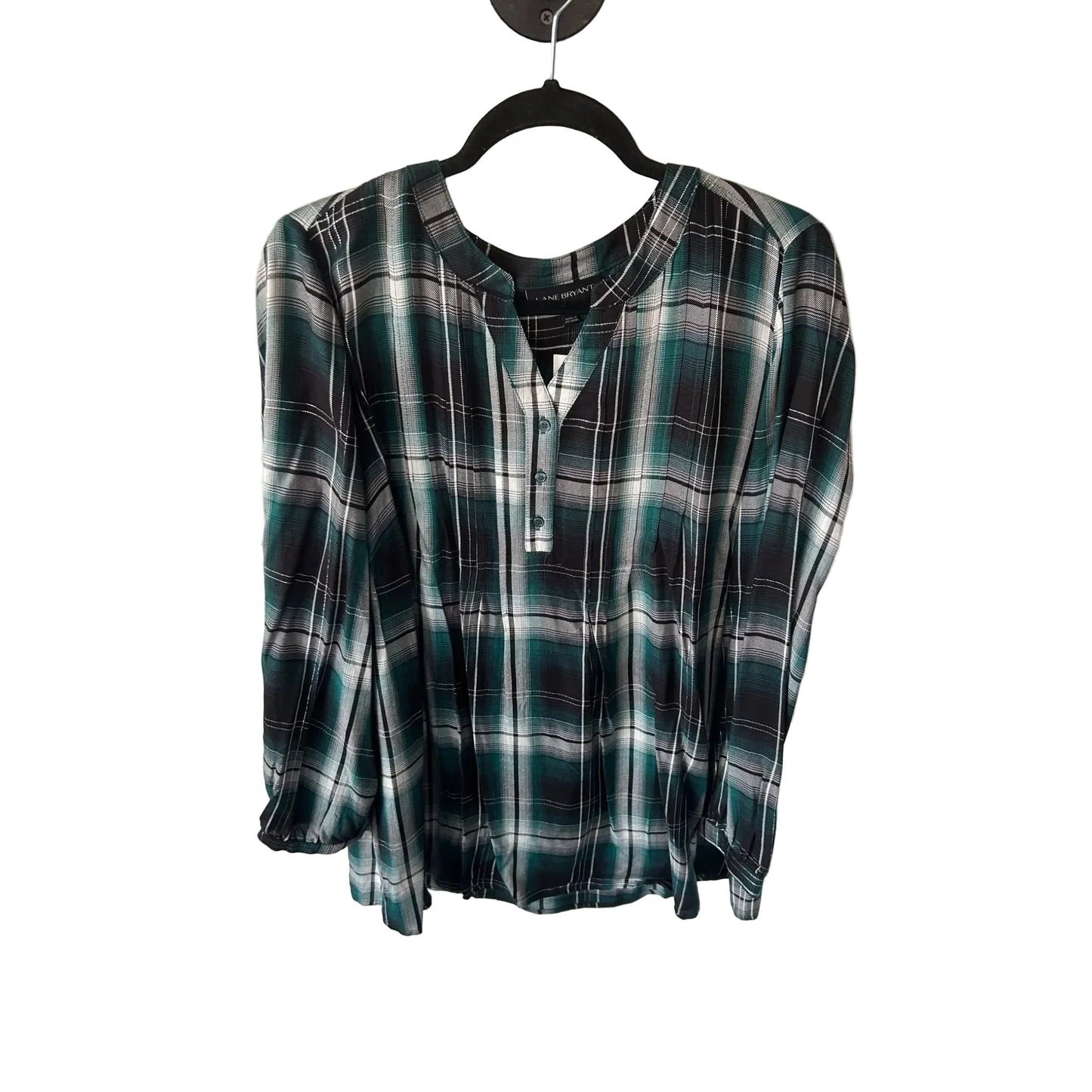 Tunic Long Sleeve By Lane Bryant In Black & Green, Size: L