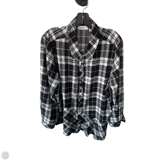 Blouse Long Sleeve By Susan Graver In Black & White, Size: Xl