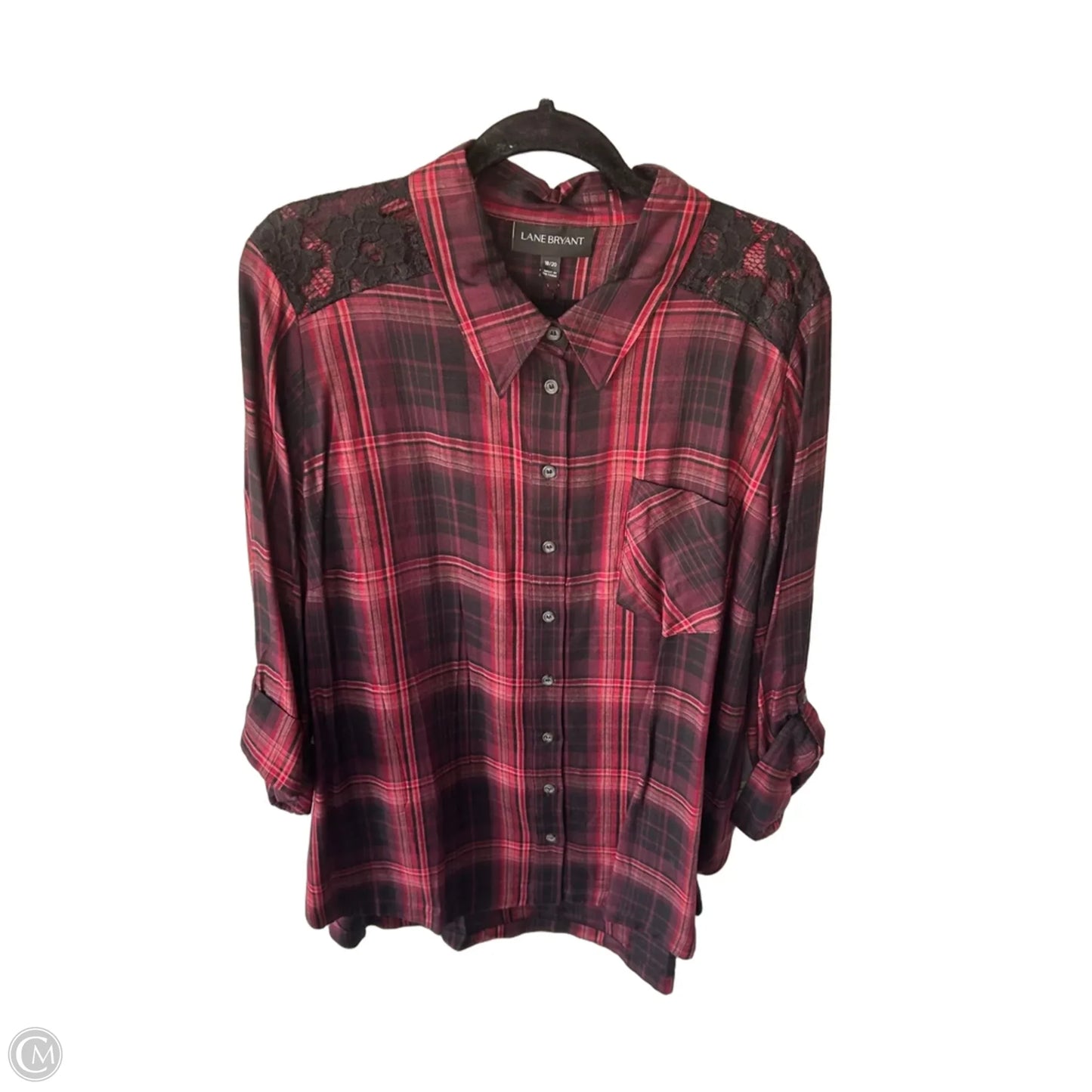 Top Long Sleeve By Lane Bryant In Black & Red, Size: 1x