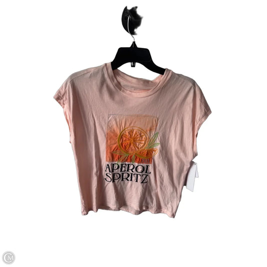 Top Short Sleeve By Anthropologie In Peach, Size: M