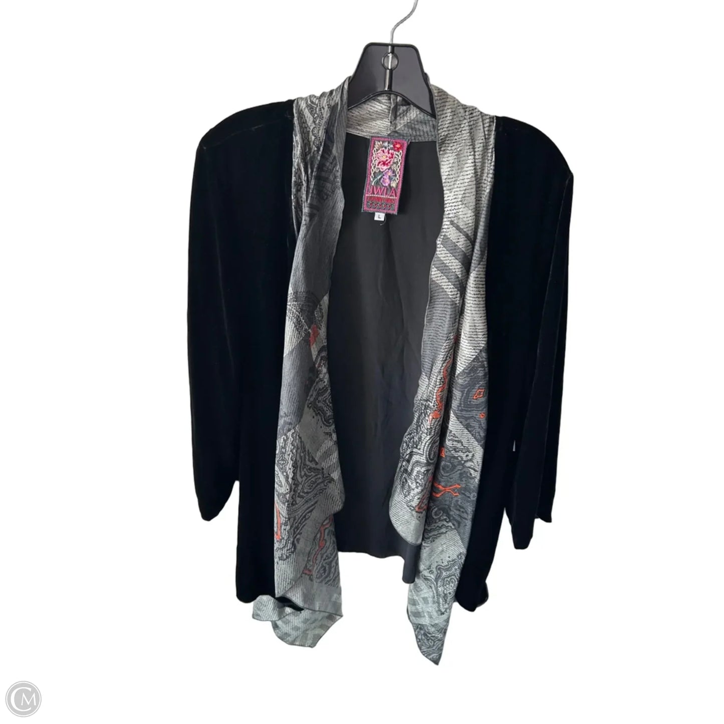 Kimono Designer By Johnny Was In Black & Grey, Size: L
