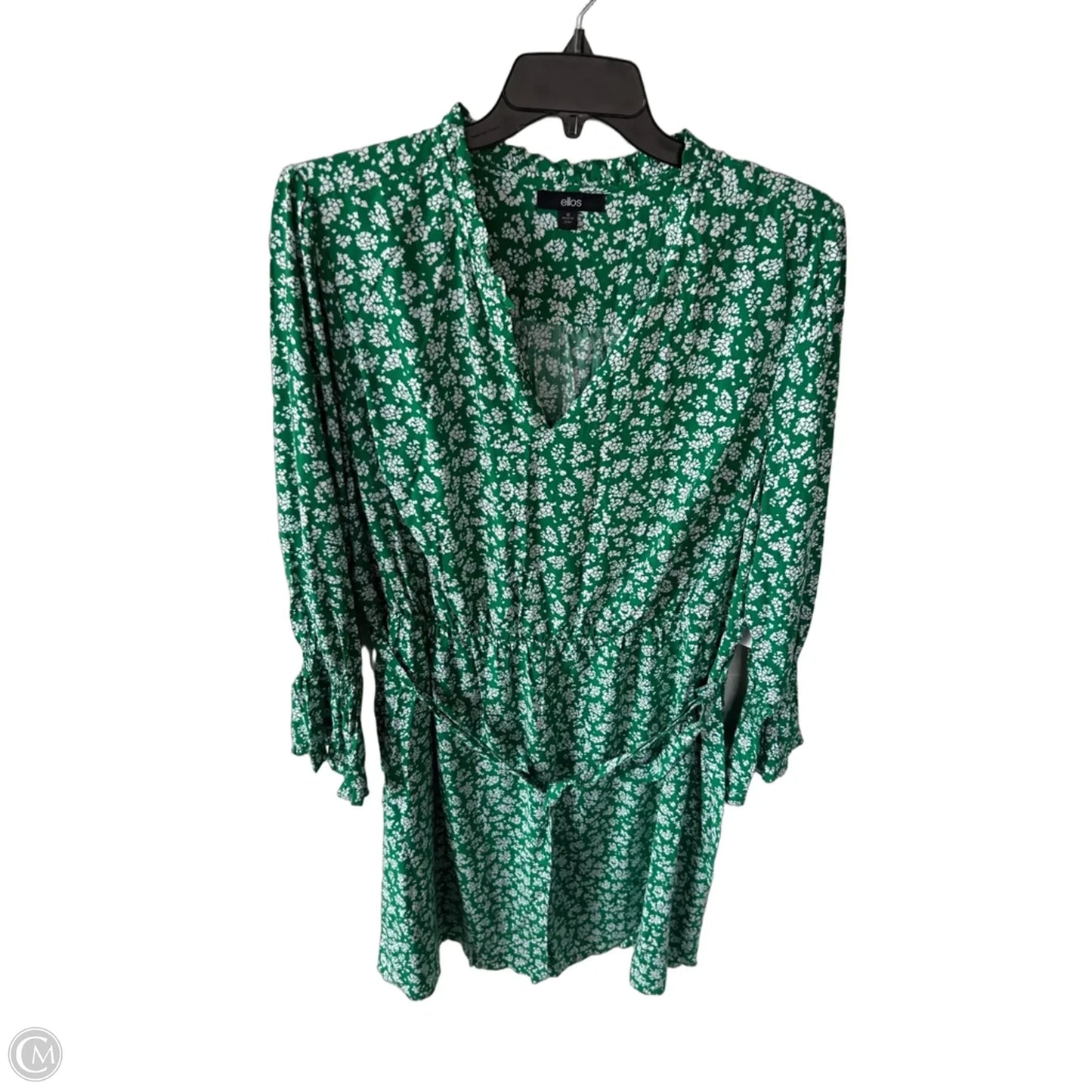 Dress Casual Short By Ellos In Green & White, Size: 3x
