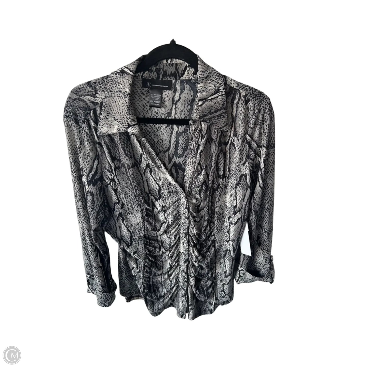 Top 3/4 Sleeve By Inc In Snakeskin Print, Size: Xl