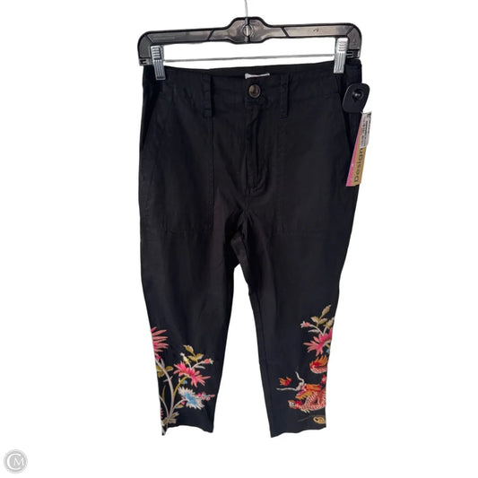 Pants Designer By Johnny Was In Black & Pink, Size: 2