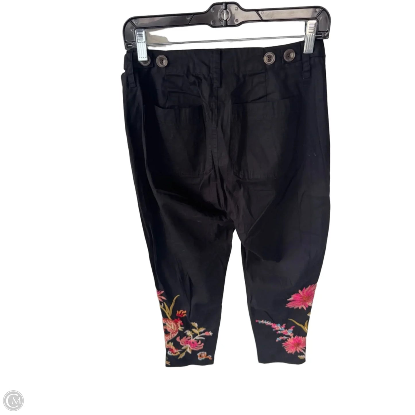 Pants Designer By Johnny Was In Black & Pink, Size: 2