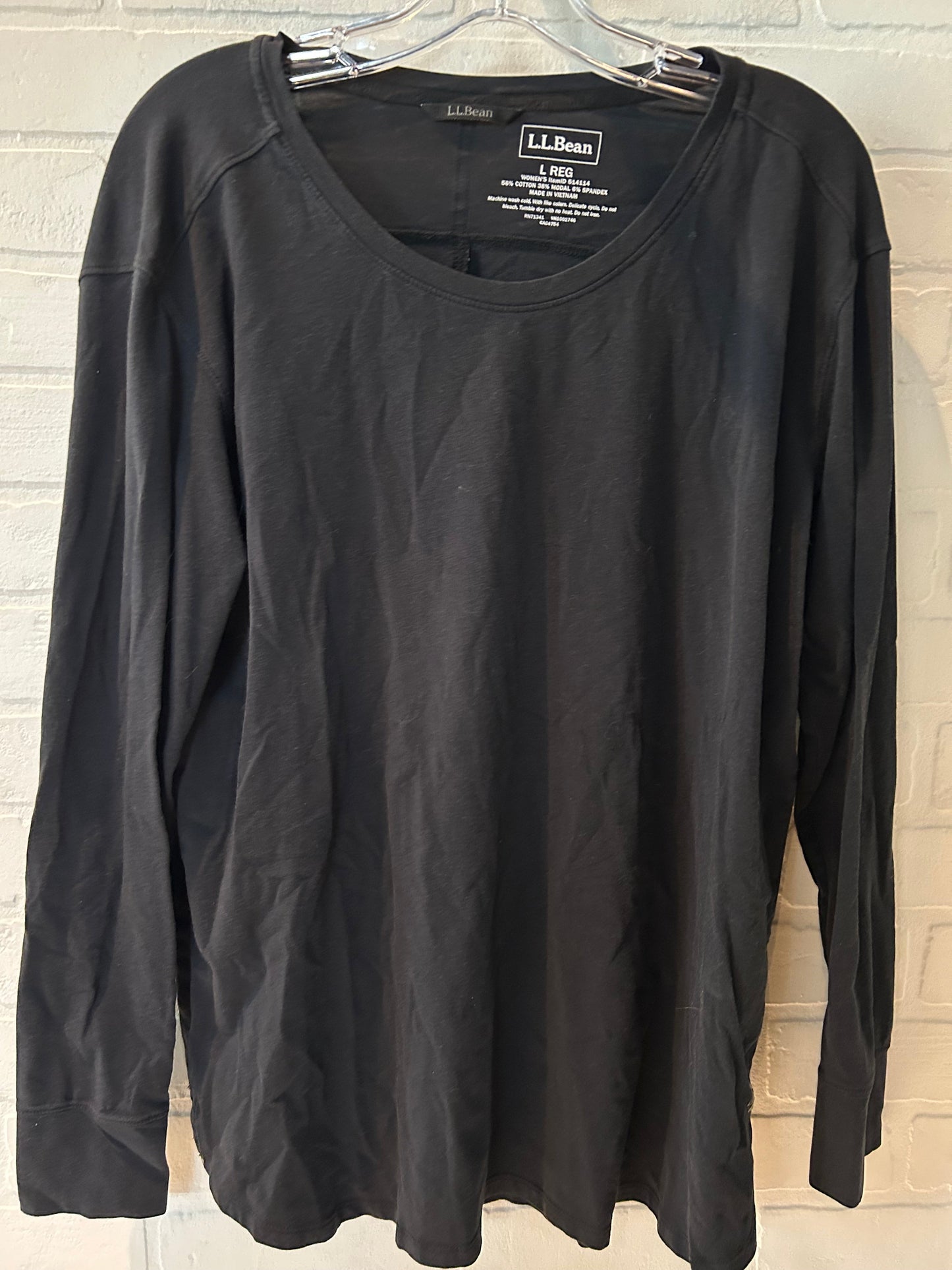 Black Top Long Sleeve Basic Ll Bean, Size 12