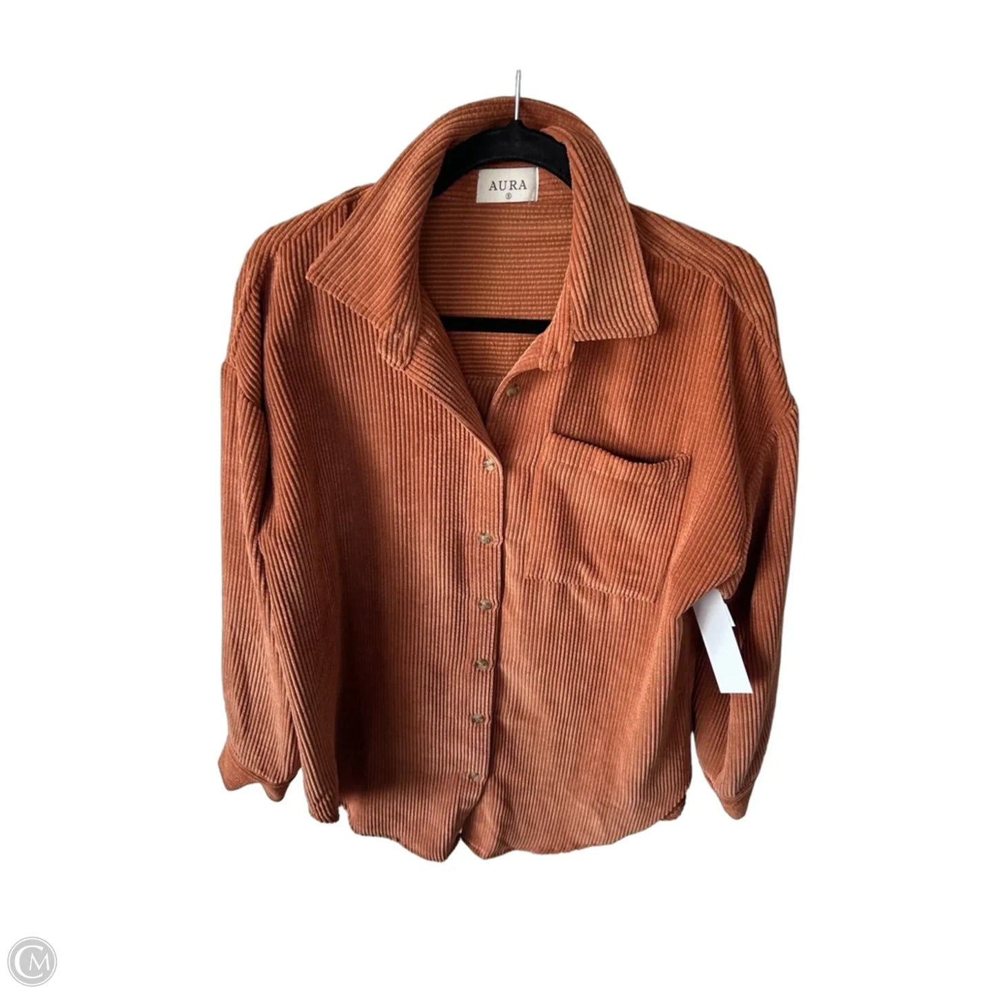 Jacket Shirt By Aura In Orange, Size: S