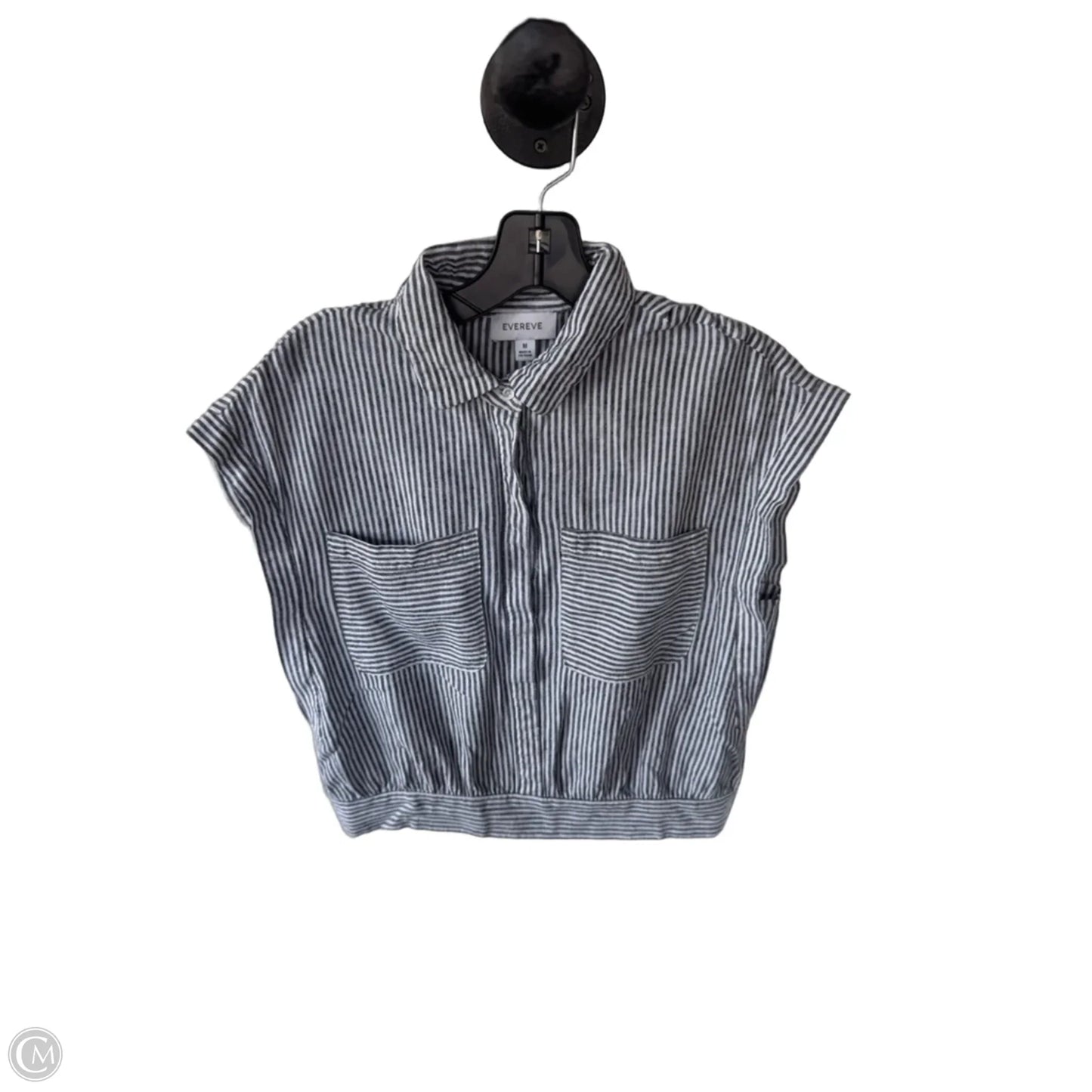 Top Short Sleeve By Evereve In Grey & White, Size: M