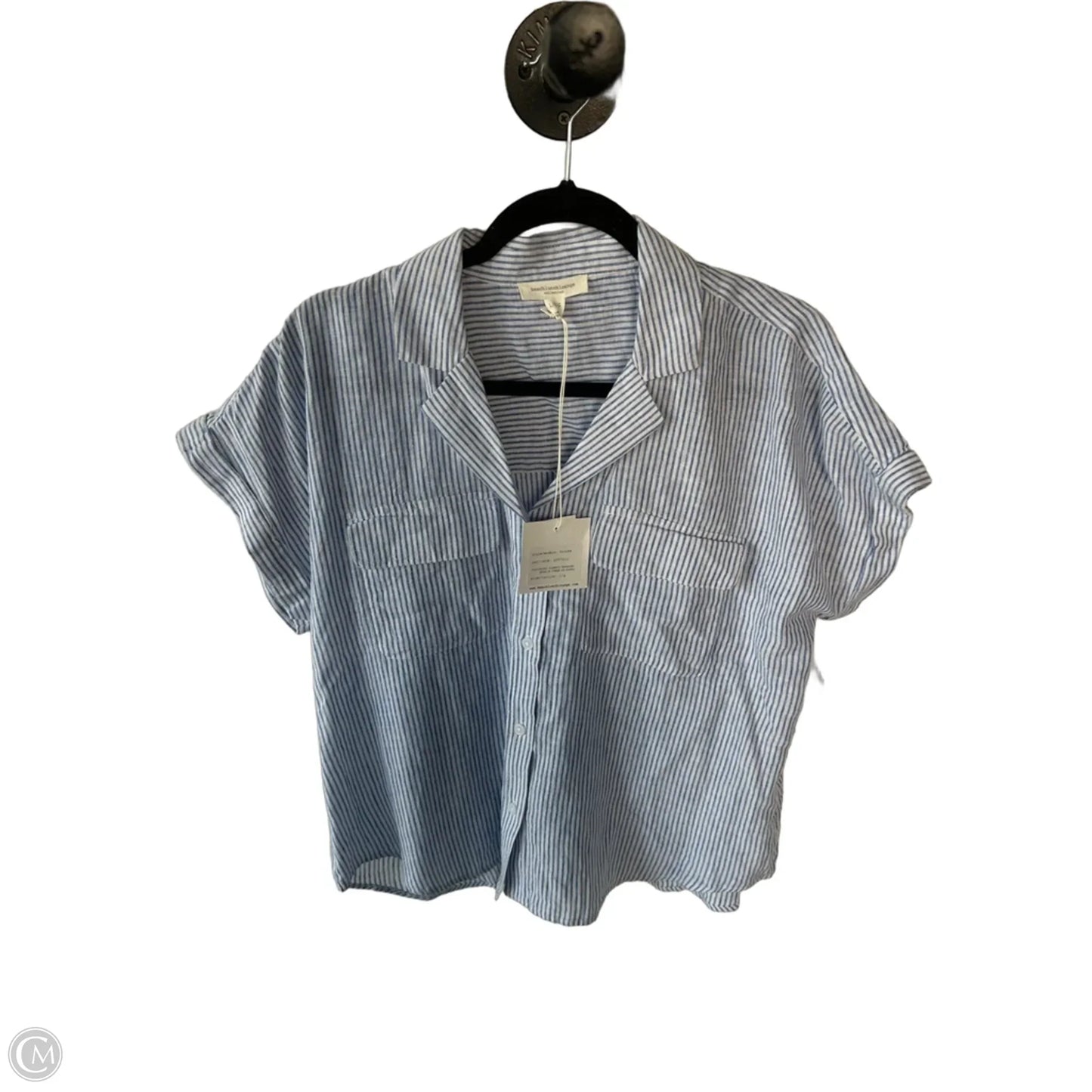 Top Short Sleeve By Beachlunchlounge In Blue & White, Size: L