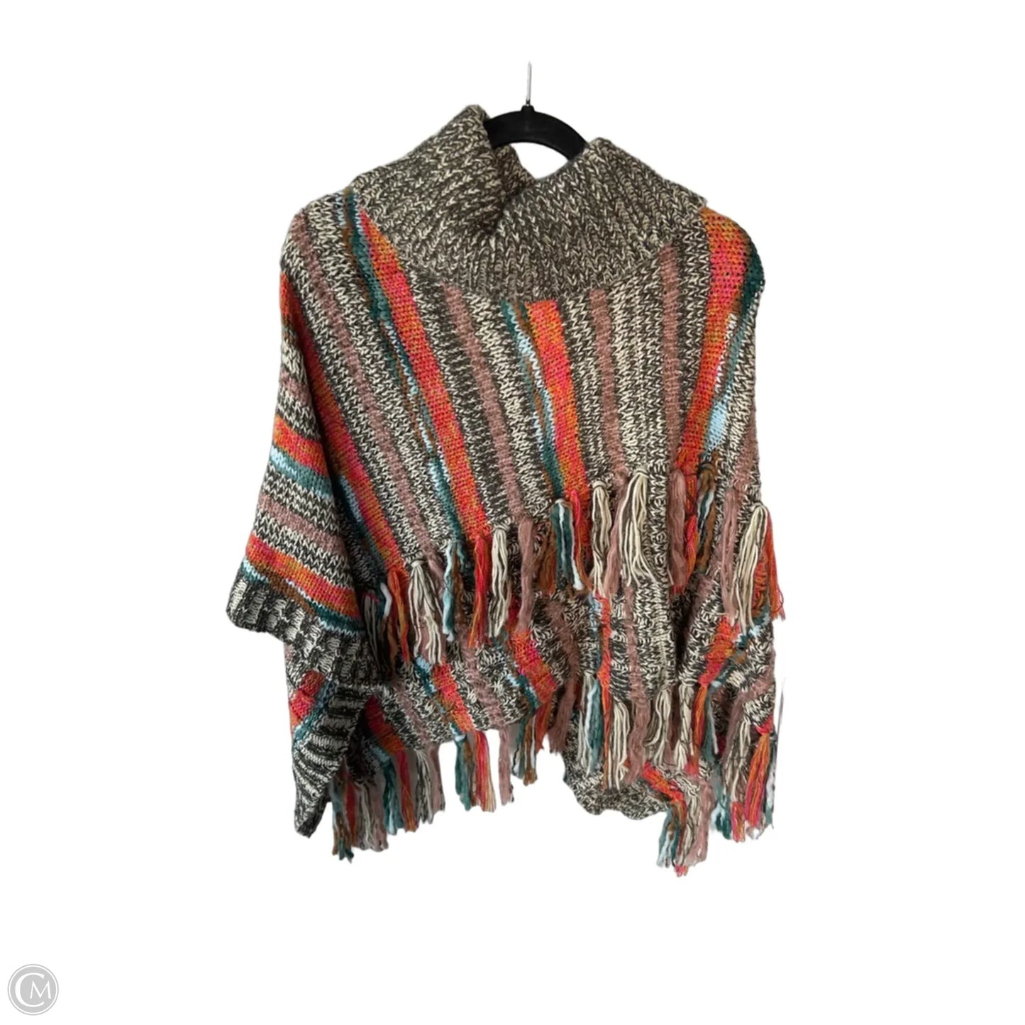 Poncho By Clothes Mentor In Green & Pink, Size: Osfm