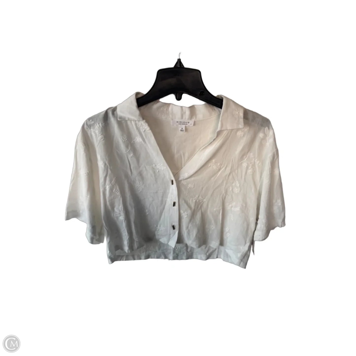 Top Short Sleeve By Kirious In White, Size: M