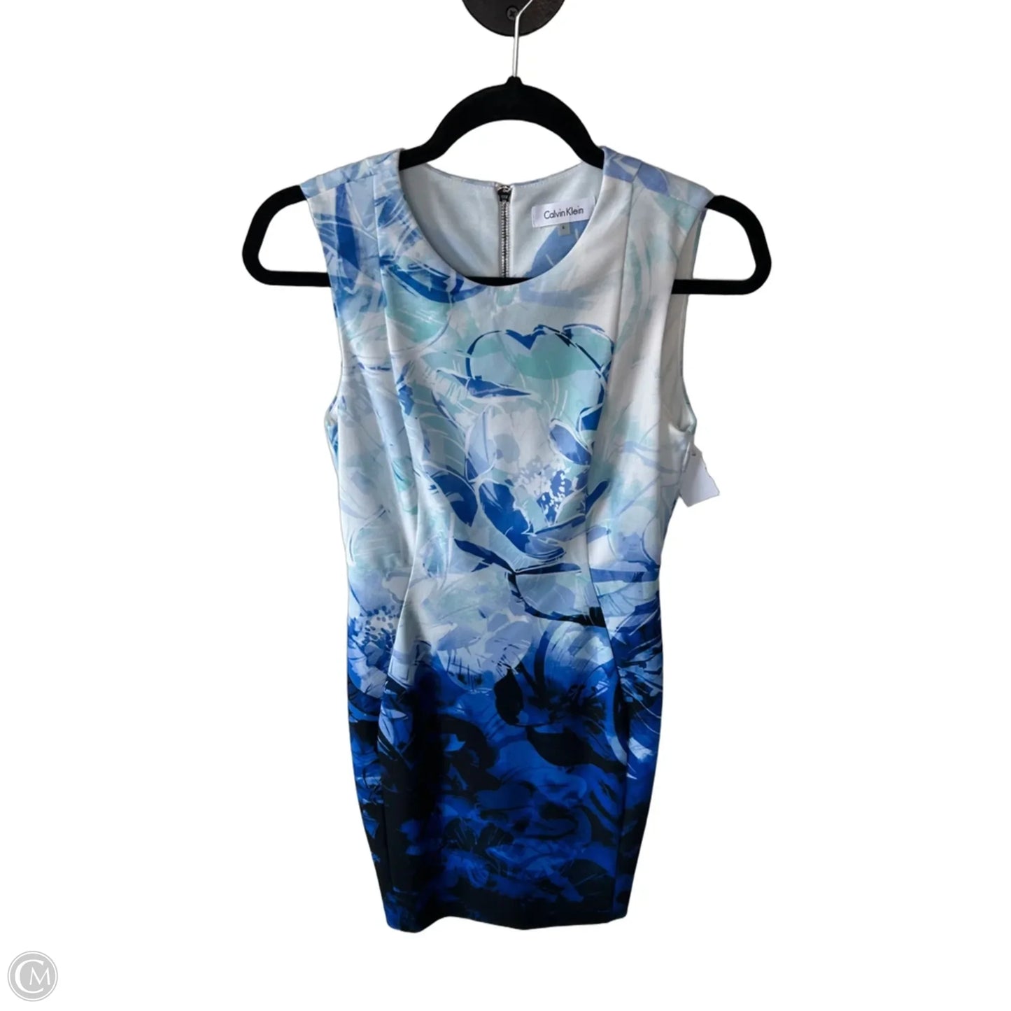 Dress Work By Calvin Klein In Blue & White, Size: S
