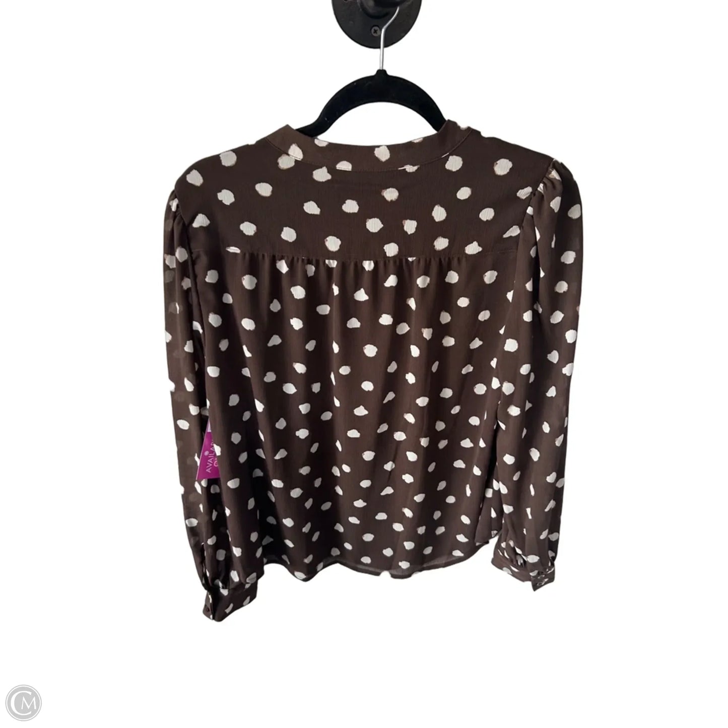 Top Long Sleeve By Evereve In Brown & White, Size: S