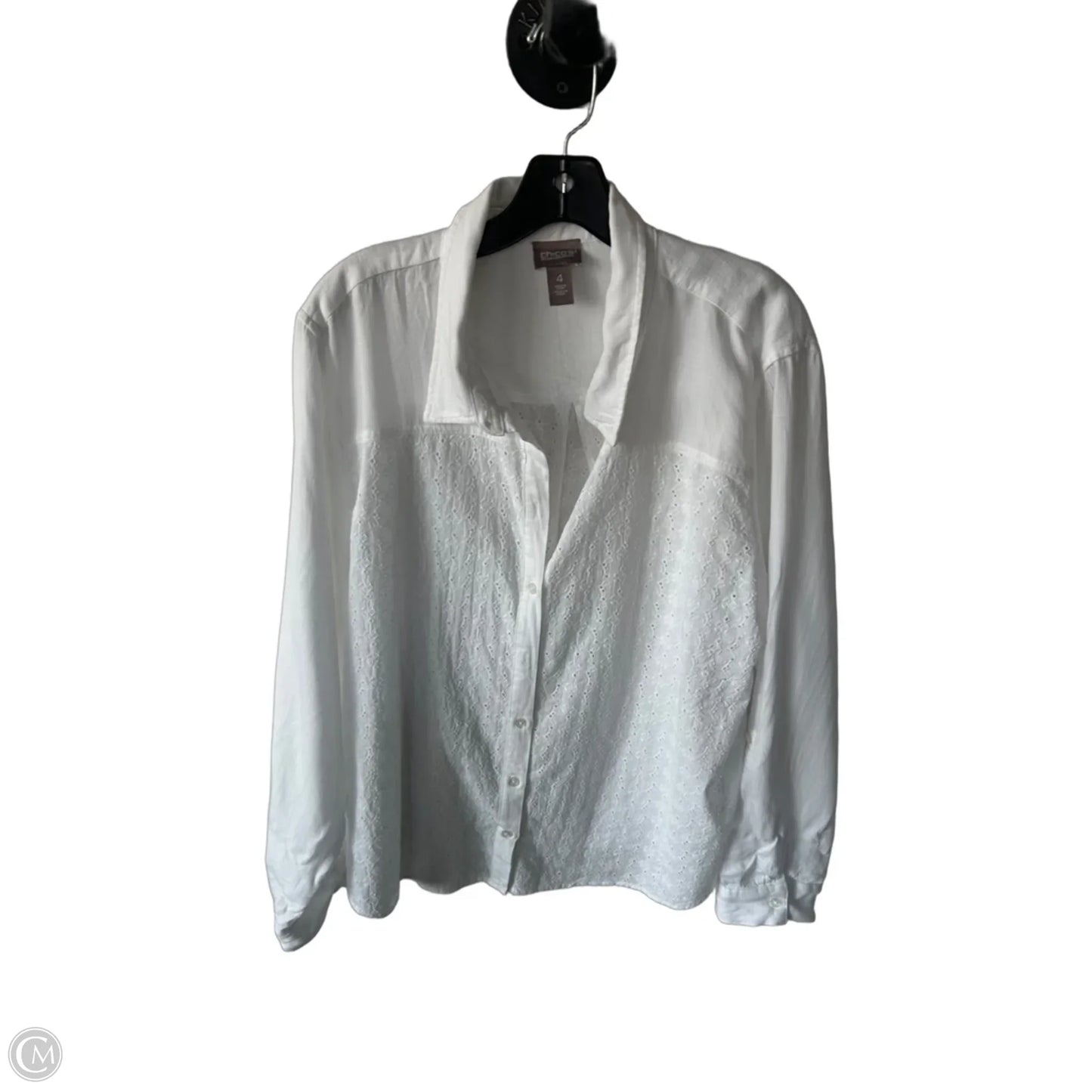 Top Long Sleeve By Chicos In White, Size: Xxl