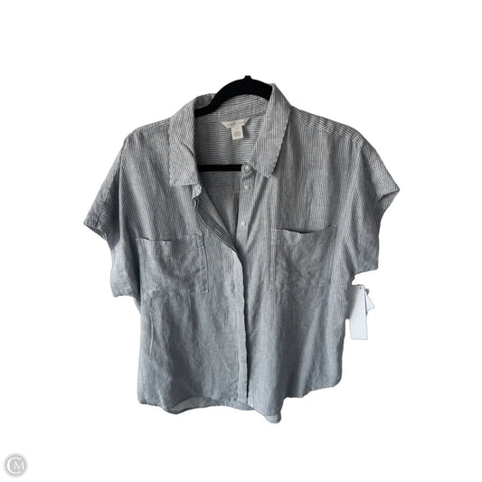 Top Short Sleeve By Caslon In Blue & White, Size: L