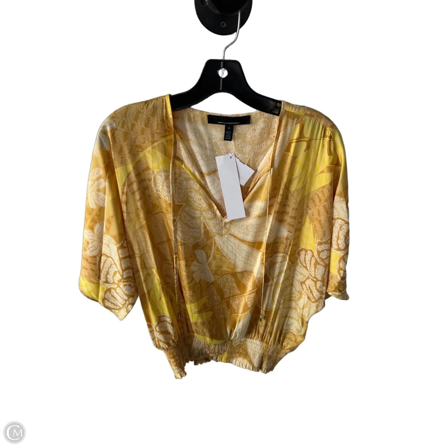 Top Short Sleeve By White House Black Market In Yellow, Size: S