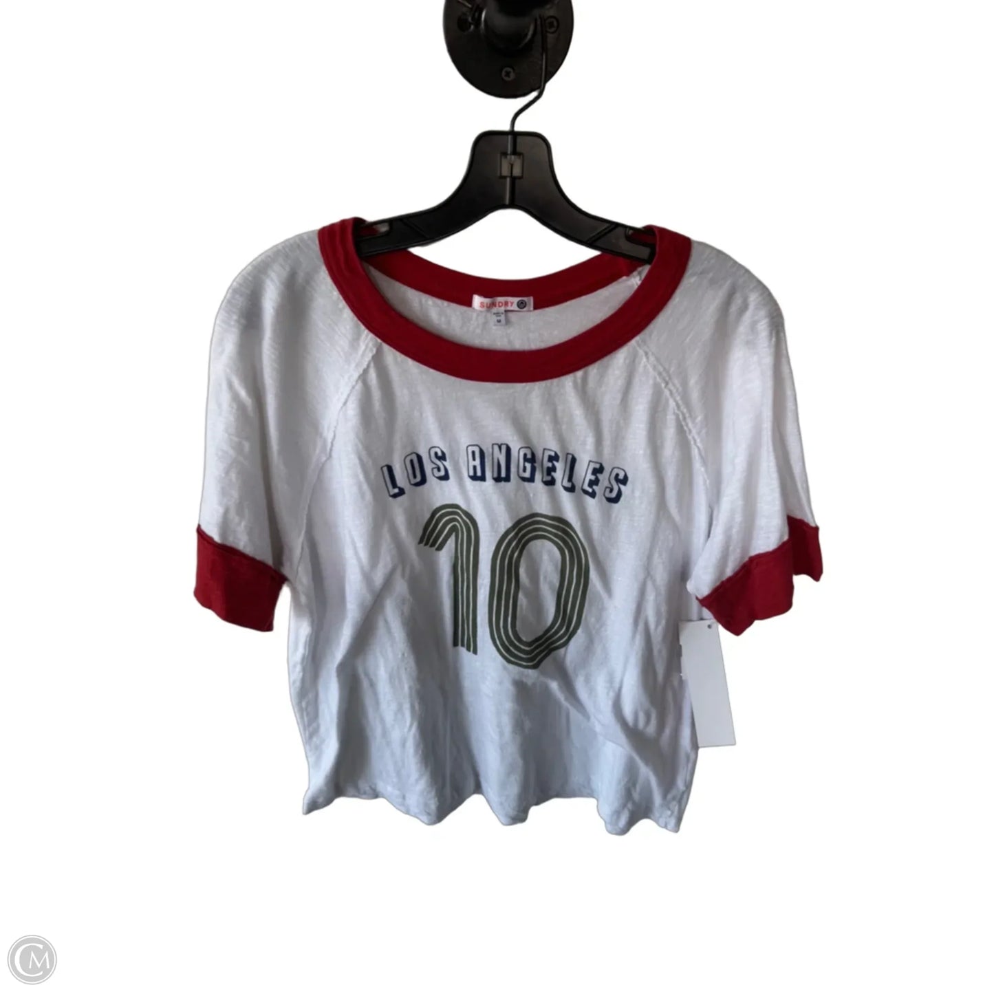 Top Short Sleeve By Sundry In Red & White, Size: M