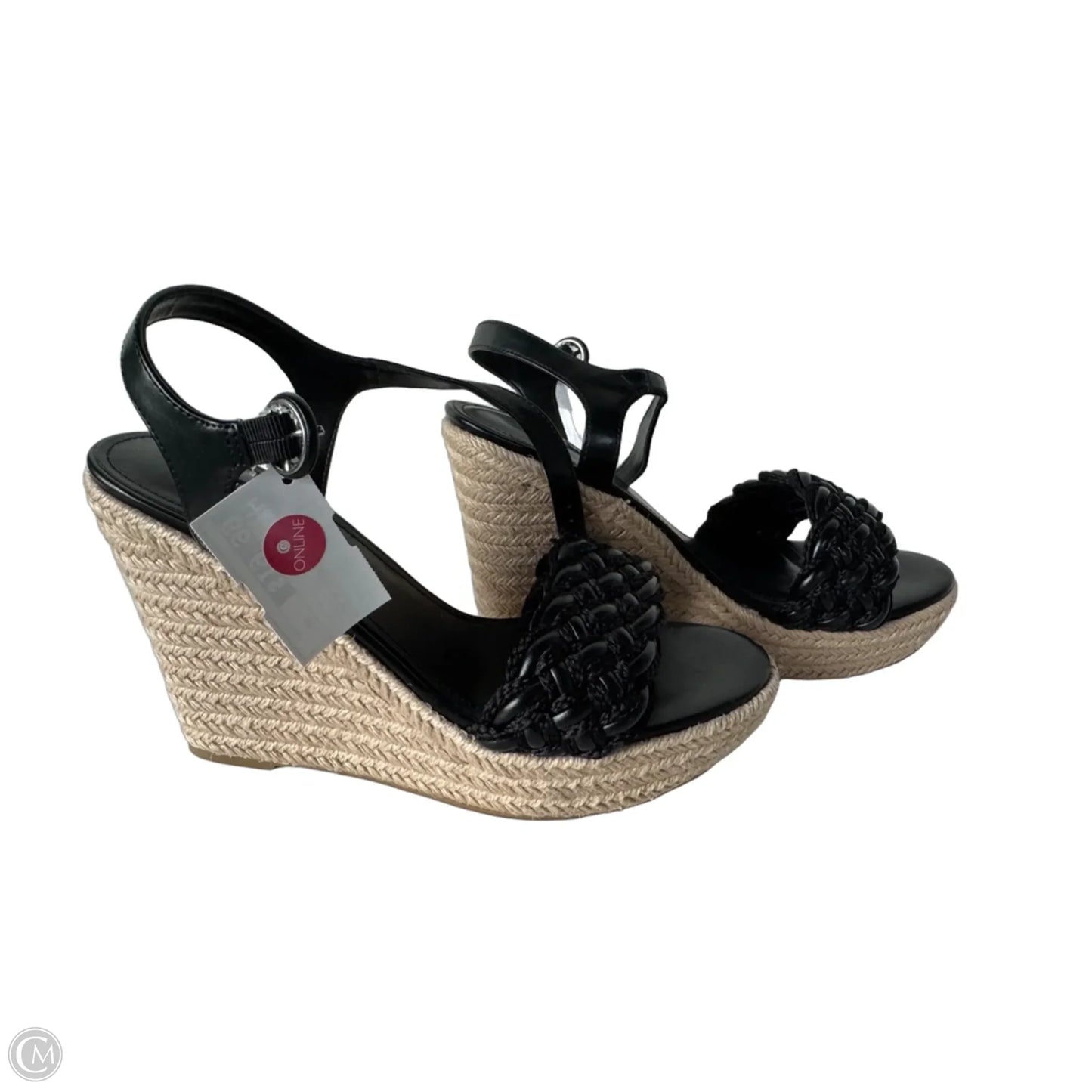 Sandals Heels Wedge By Nine West In Black & Tan, Size: 10