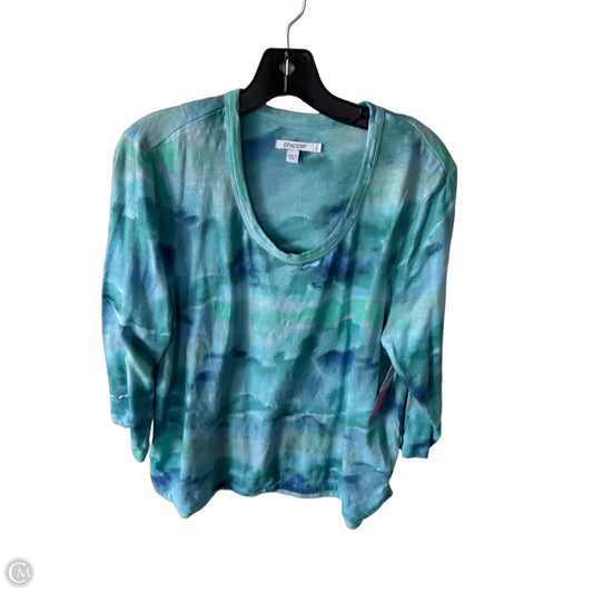 Top 3/4 Sleeve By Chicos In Blue & Green, Size: Xl