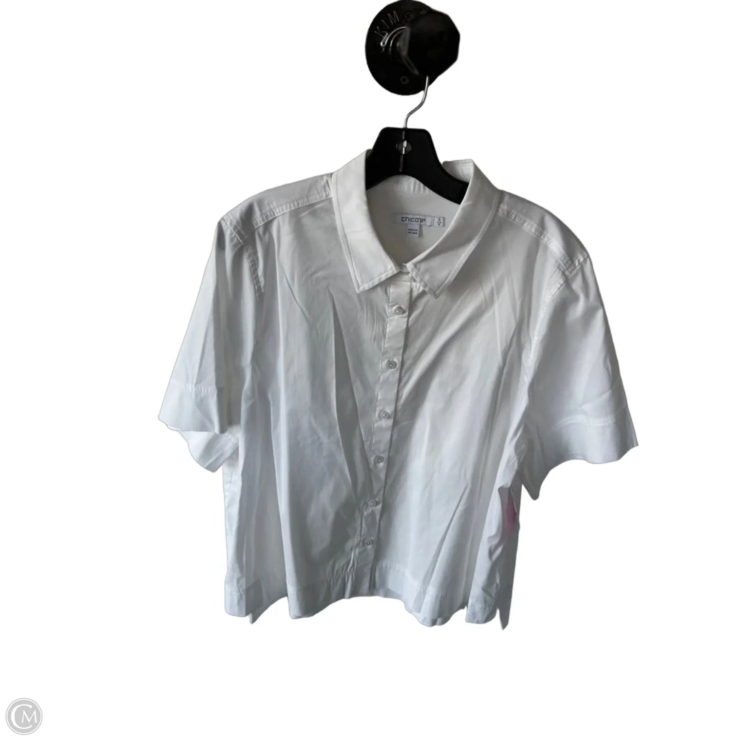 Top Short Sleeve By Chicos In White, Size: Xl