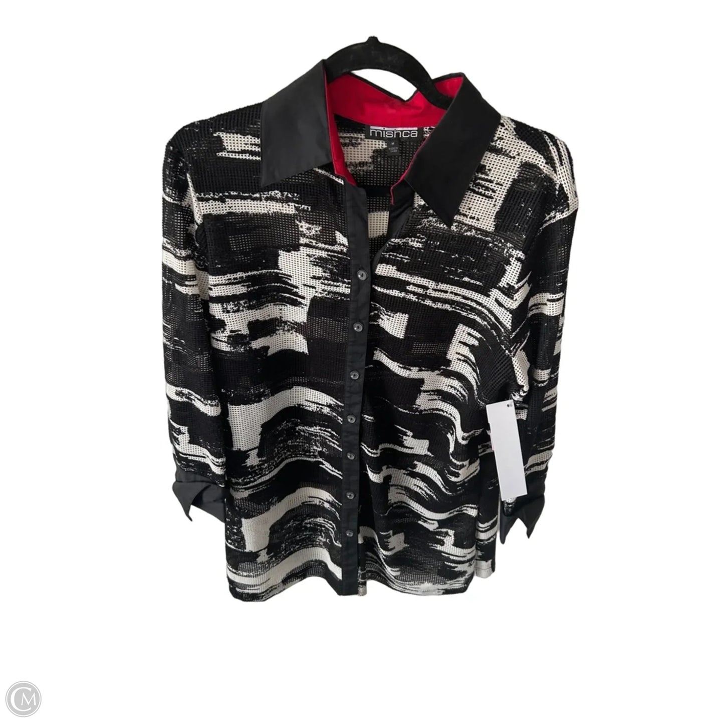 Top Long Sleeve By Clothes Mentor In Black & White, Size: M