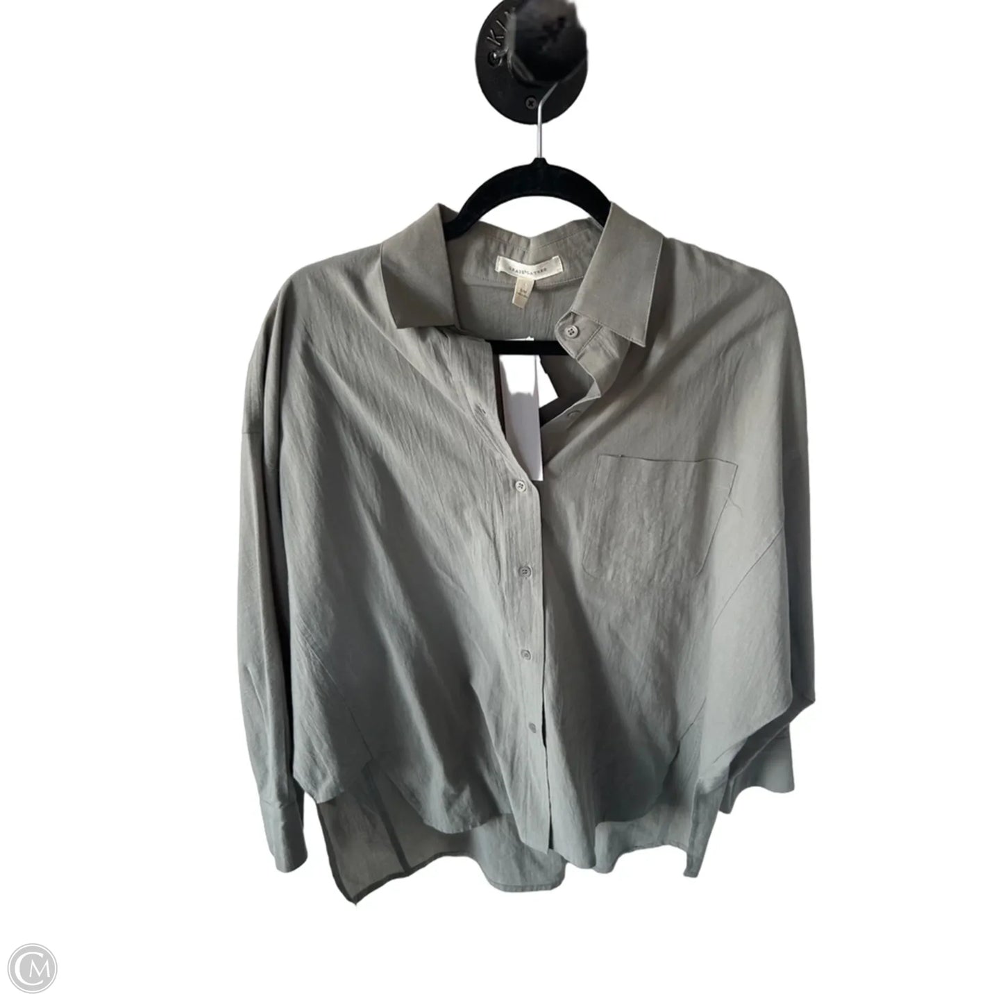 Blouse Long Sleeve By Grade & Gather In Grey, Size: S