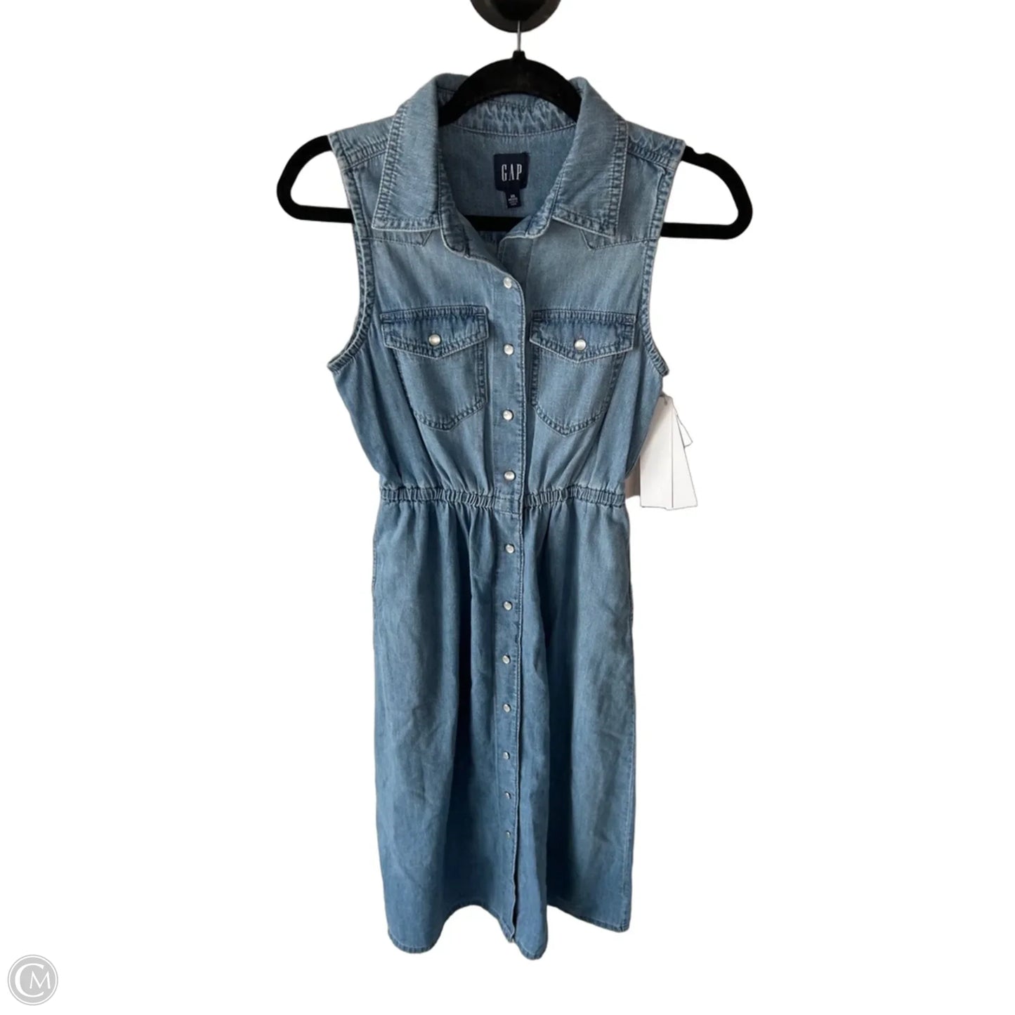 Dress Casual Midi By Gap In Blue Denim, Size: Xsp
