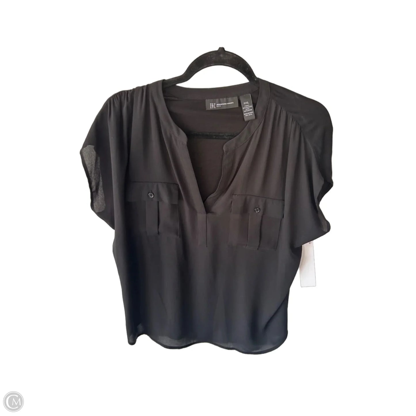 Top Short Sleeve By Inc In Black, Size: Xlp