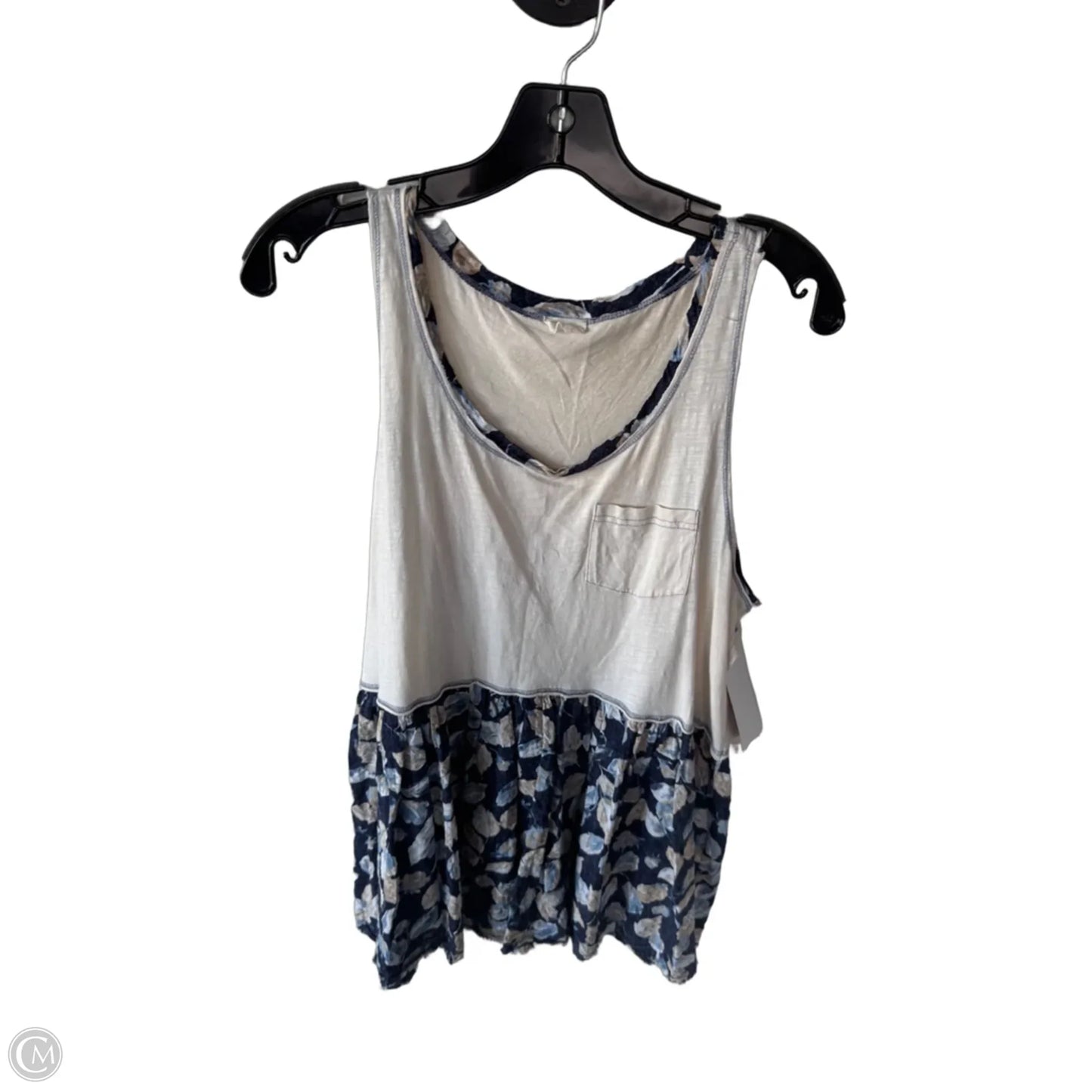 Top Sleeveless By Clothes Mentor In Blue & Cream, Size: L