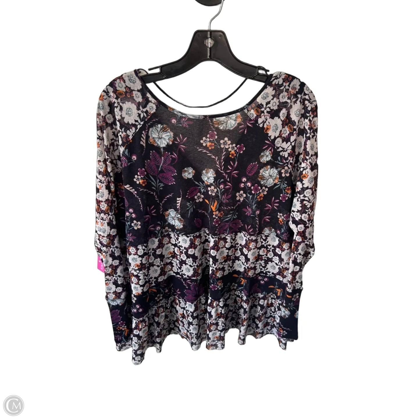 Top Long Sleeve By Free People In Purple & White, Size: S