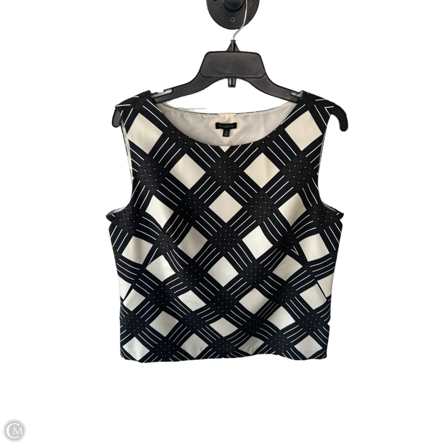 Top Sleeveless By Talbots In Black & Cream, Size: L