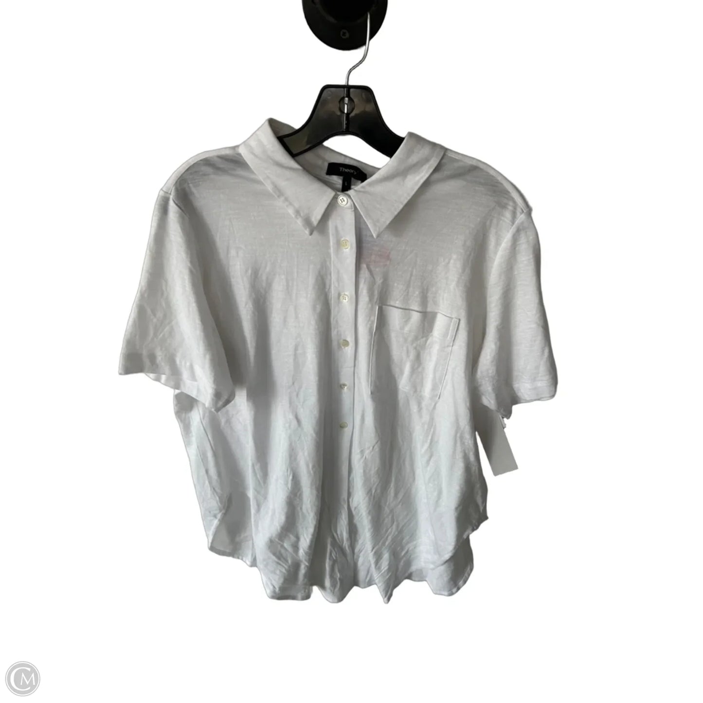 Top Short Sleeve By Theory In White, Size: L