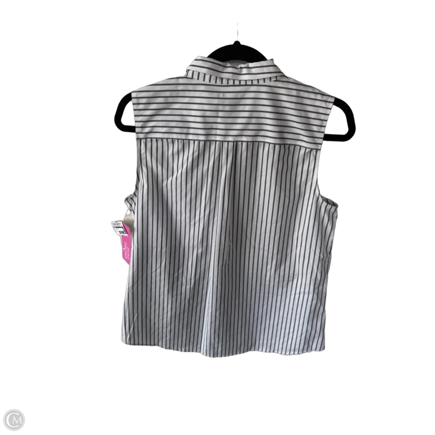 Top Sleeveless By Talbots In Grey & White, Size: M