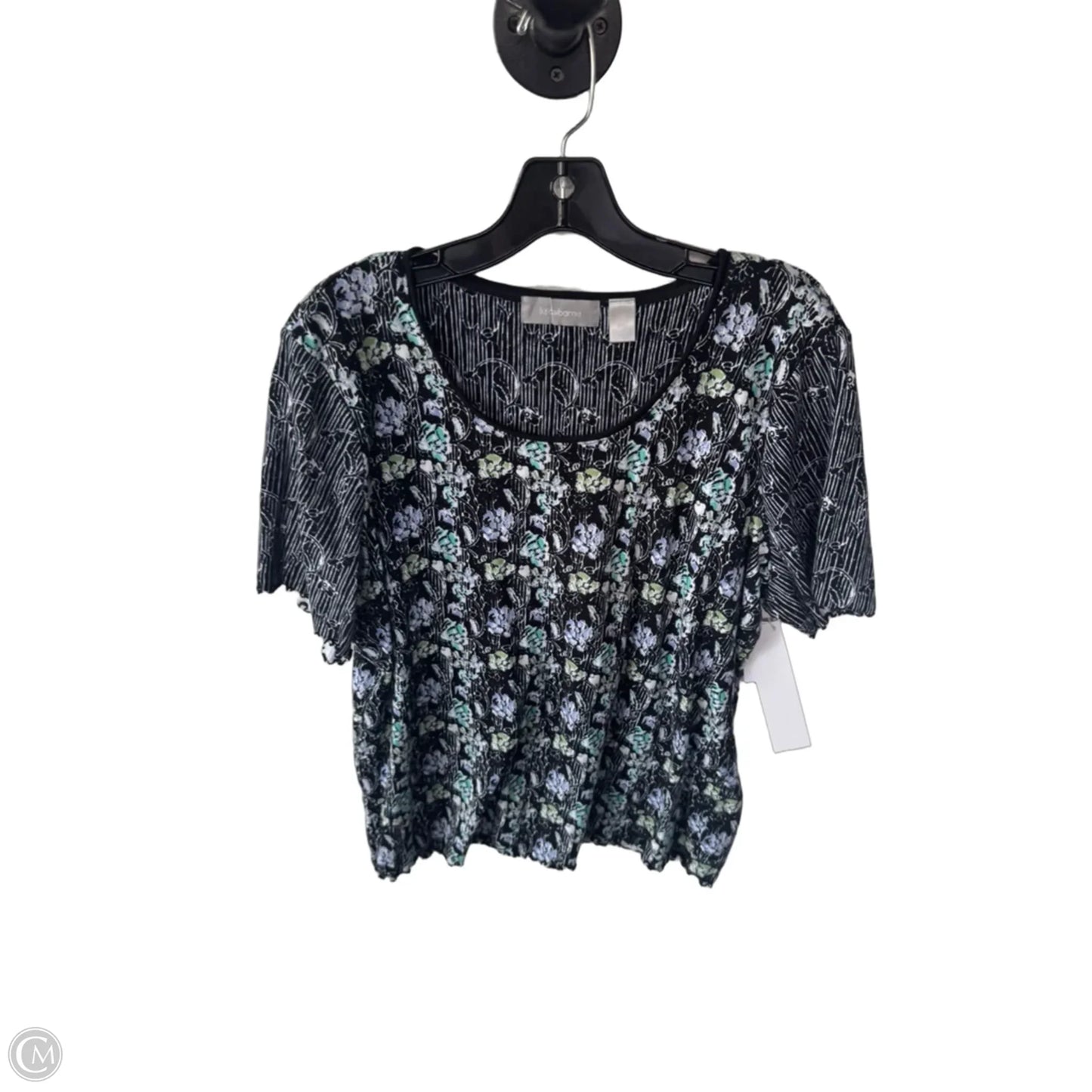 Top Short Sleeve By Liz Claiborne In Black & White, Size: 1x