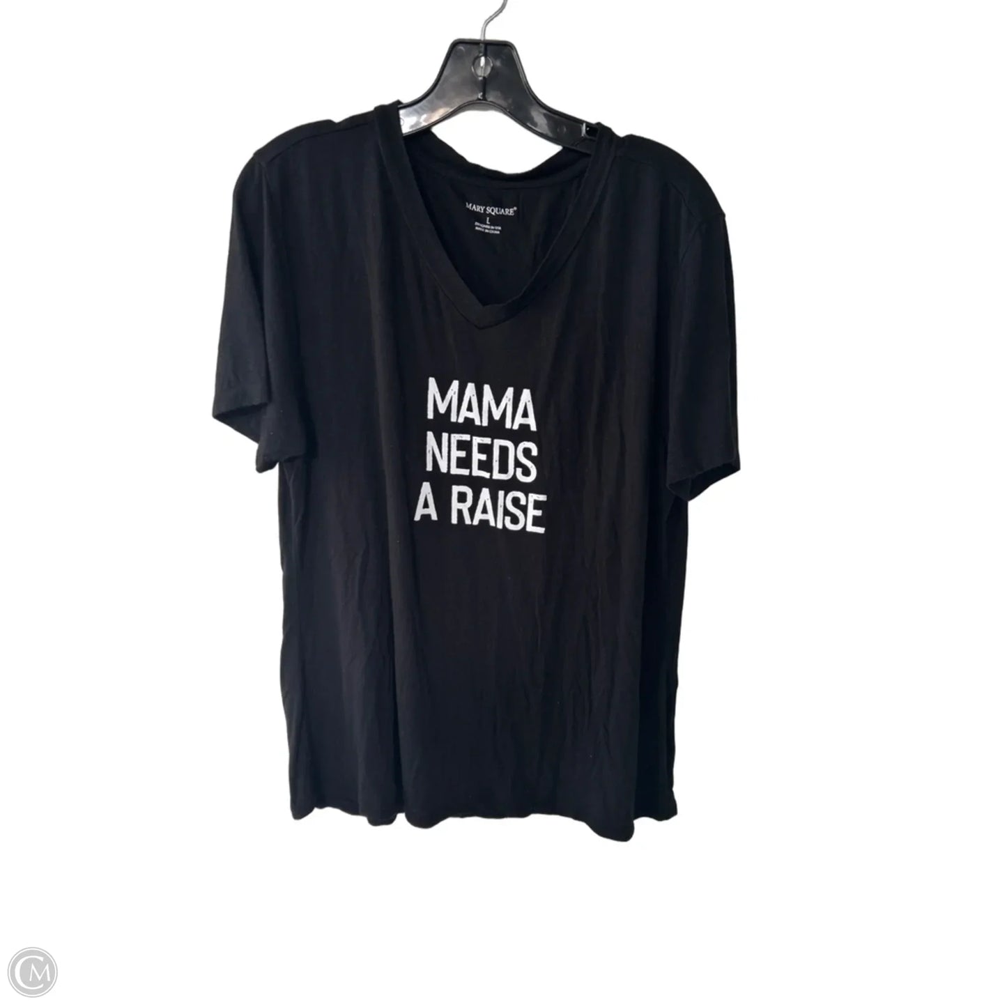 Top Short Sleeve Basic By Mary Square In Black & White, Size: L