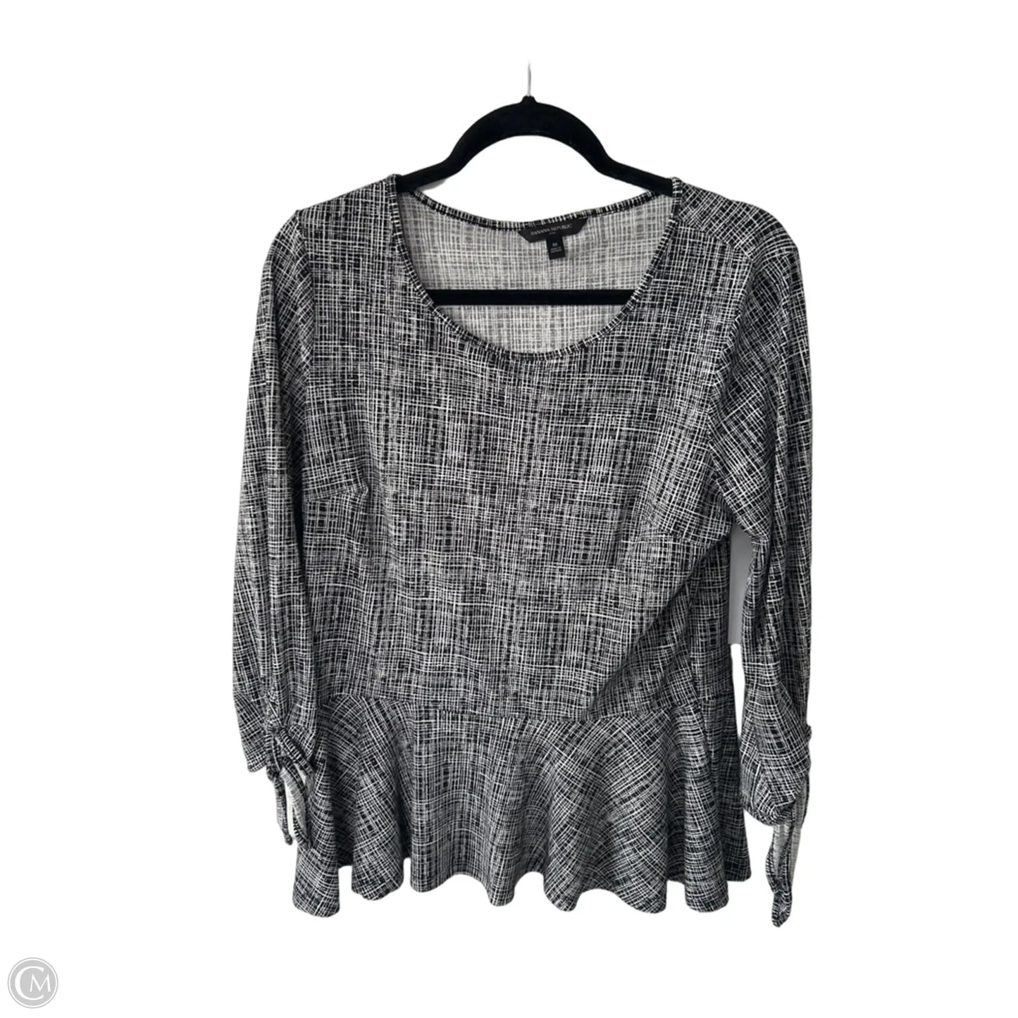 Top 3/4 Sleeve By Banana Republic In Black & White, Size: M