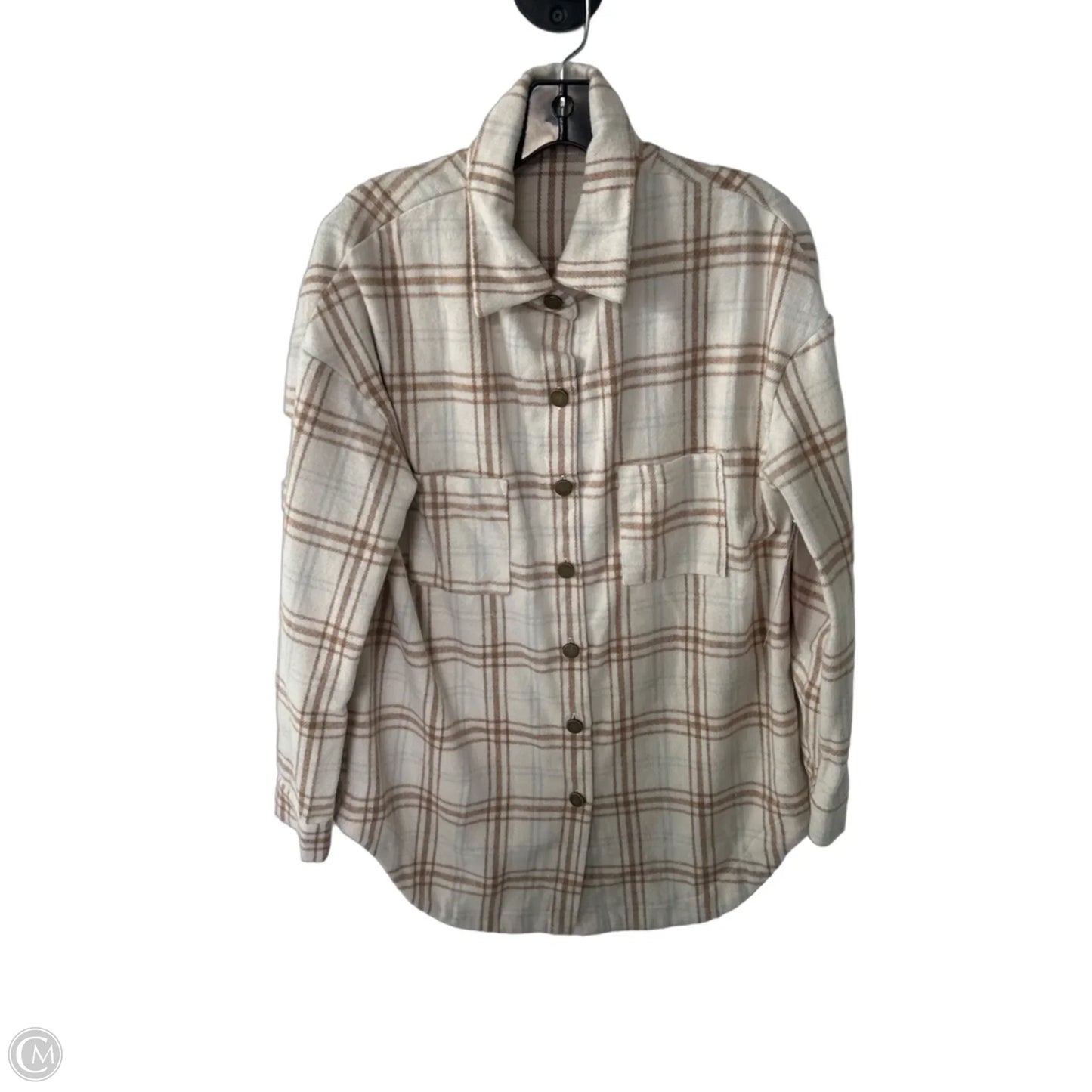 Jacket Shirt By Prettygarden In Tan, Size: S