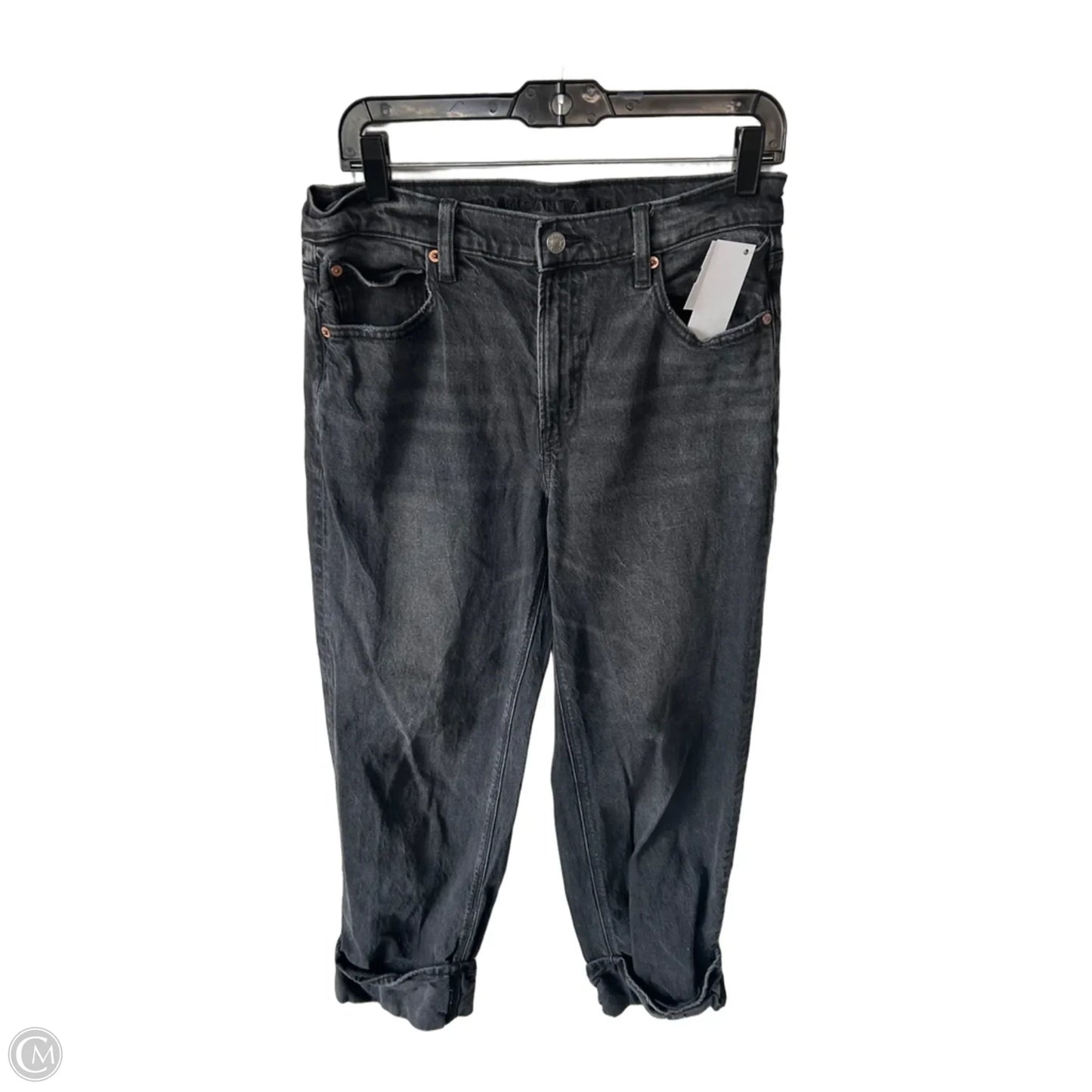 Jeans Straight By American Eagle In Black Denim, Size: 6