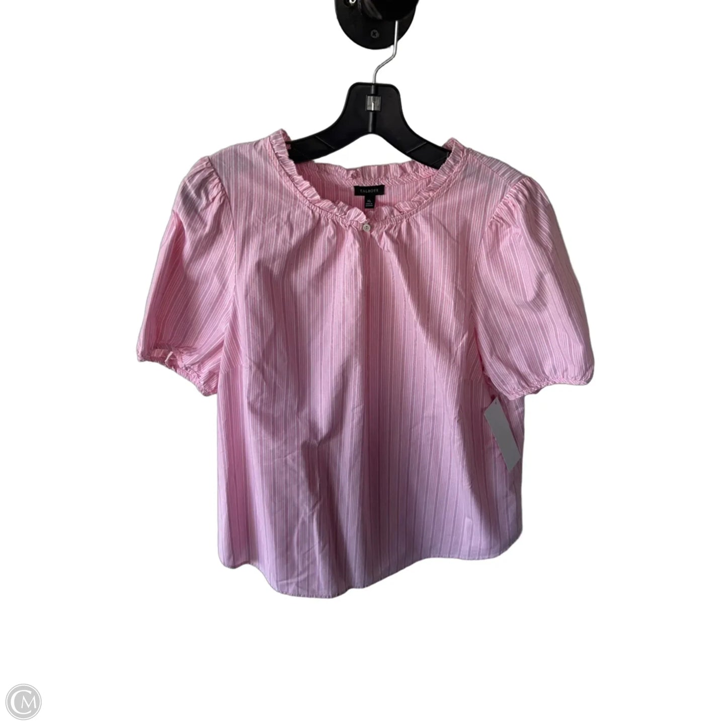 Top Short Sleeve By Talbots In Pink & White, Size: Xl