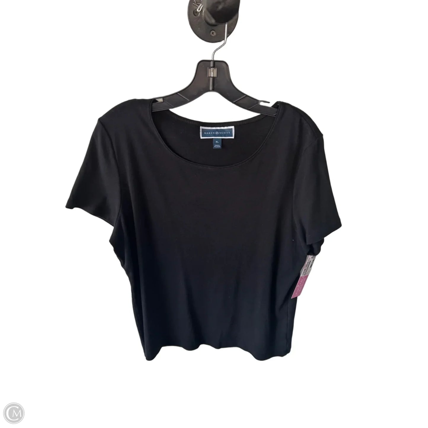 Top Short Sleeve Basic By Karen Scott In Black, Size: Xl
