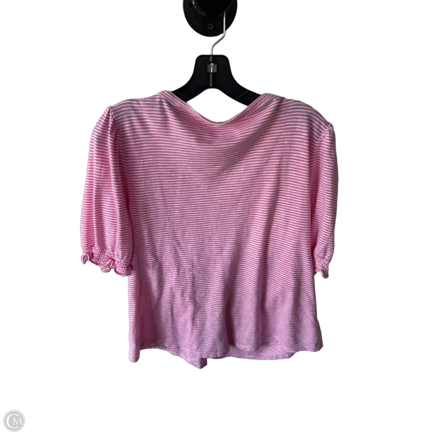 Top Short Sleeve By Talbots In Pink & White, Size: Xlp