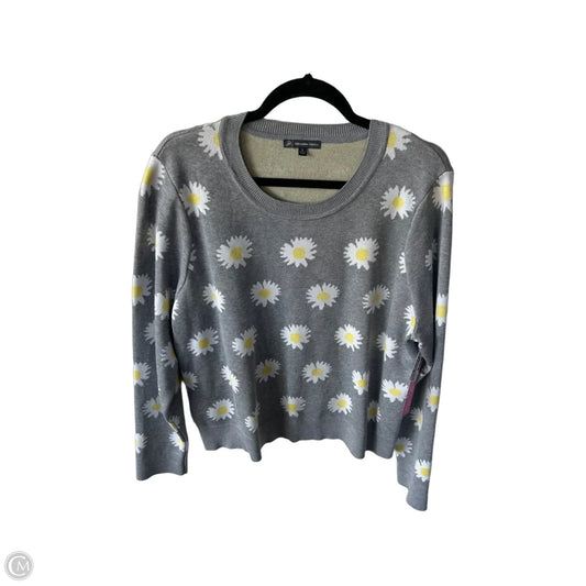 Sweater By Adrianna Papell In Grey & Yellow, Size: Xl