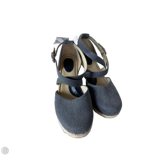 Shoes Heels Wedge By Boc In Blue & Tan, Size: 8