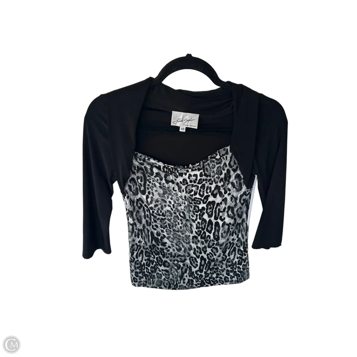 Top 3/4 Sleeve By Clothes Mentor In Black & Grey, Size: Xs