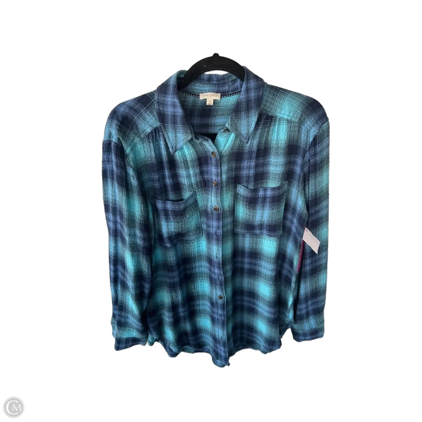 Top Long Sleeve By Pilcro In Blue, Size: M