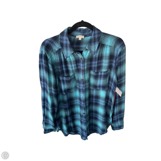 Top Long Sleeve By Pilcro In Blue, Size: M